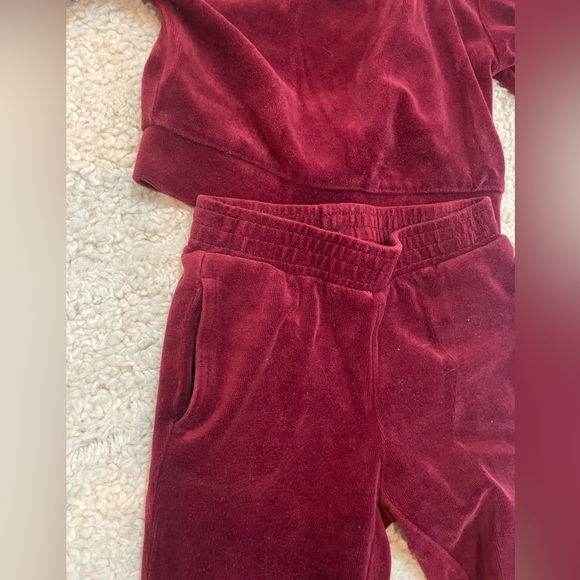 Cat and Jack velour sweatsuit, matching set. 2T in maroon. - Picture 3 of 3